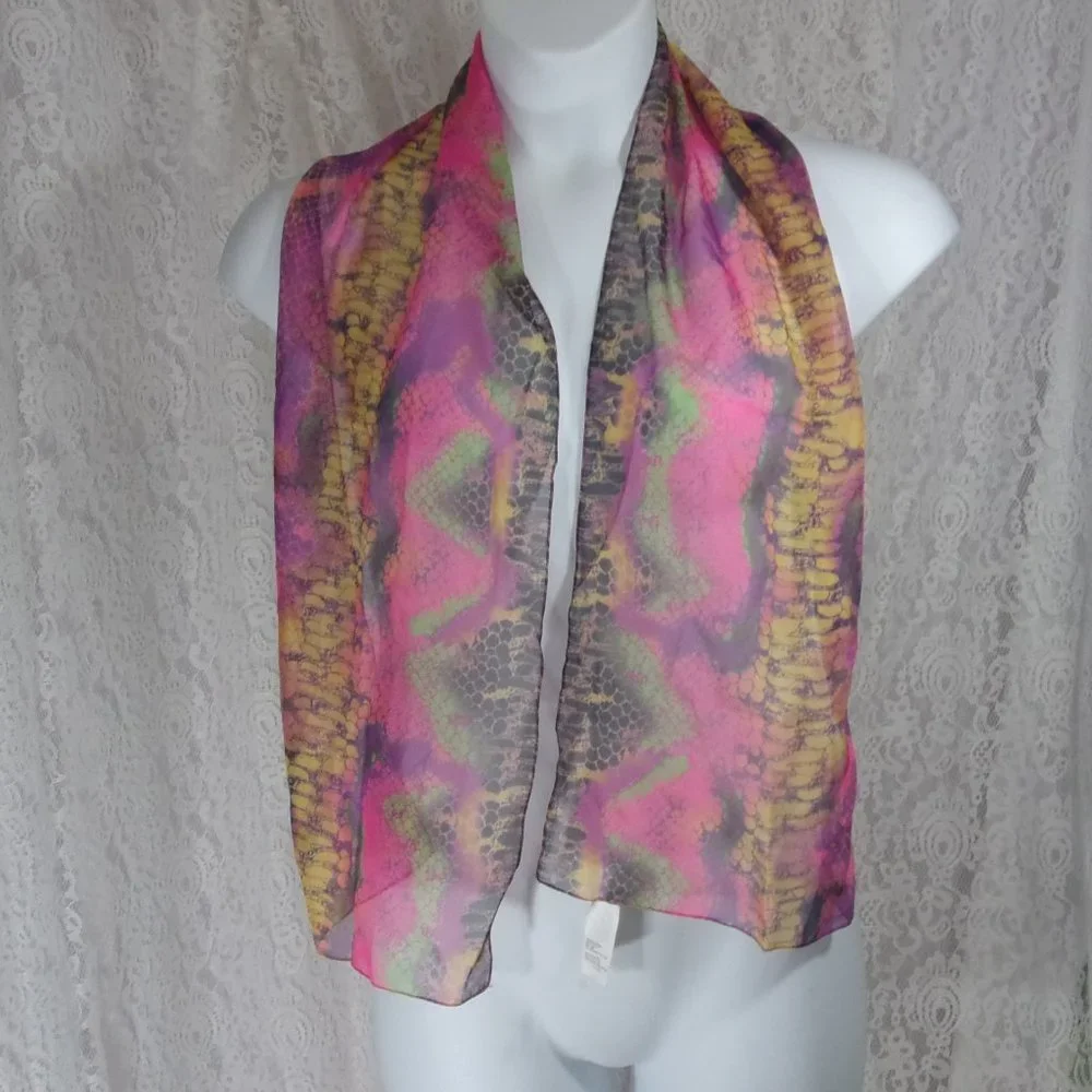 Snake Print Scarf Pink Gray NWOT